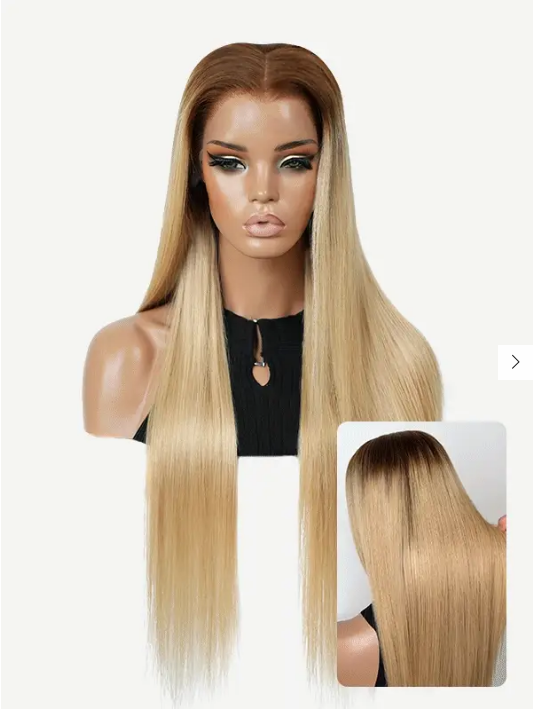 11×6 HD Lace Cinnamon Blonde Ombre Silky Straight Glueless Human Hair Wig