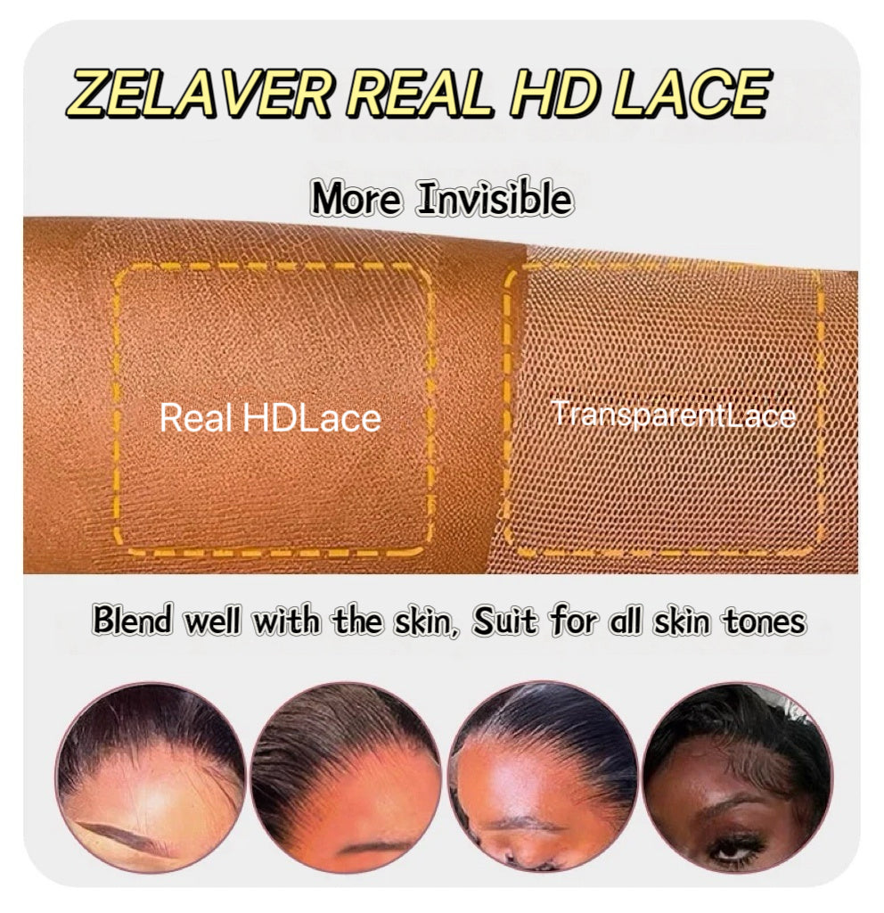 11×6 HD Lace Blue Ombre Silky Straight Glueless Human Hair Wig