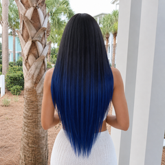 11×6 HD Lace Blue Ombre Silky Straight Glueless Human Hair Wig