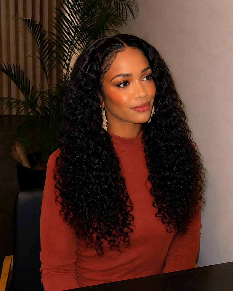 360 HD Lace Water Wave High Ponytail Glueless Human Hair Wig