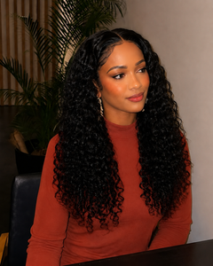 360 HD Lace Water Wave High Ponytail Glueless Human Hair Wig