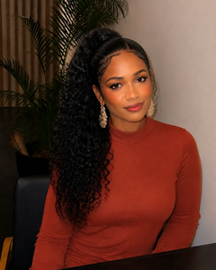 360 HD Lace Water Wave High Ponytail Glueless Human Hair Wig