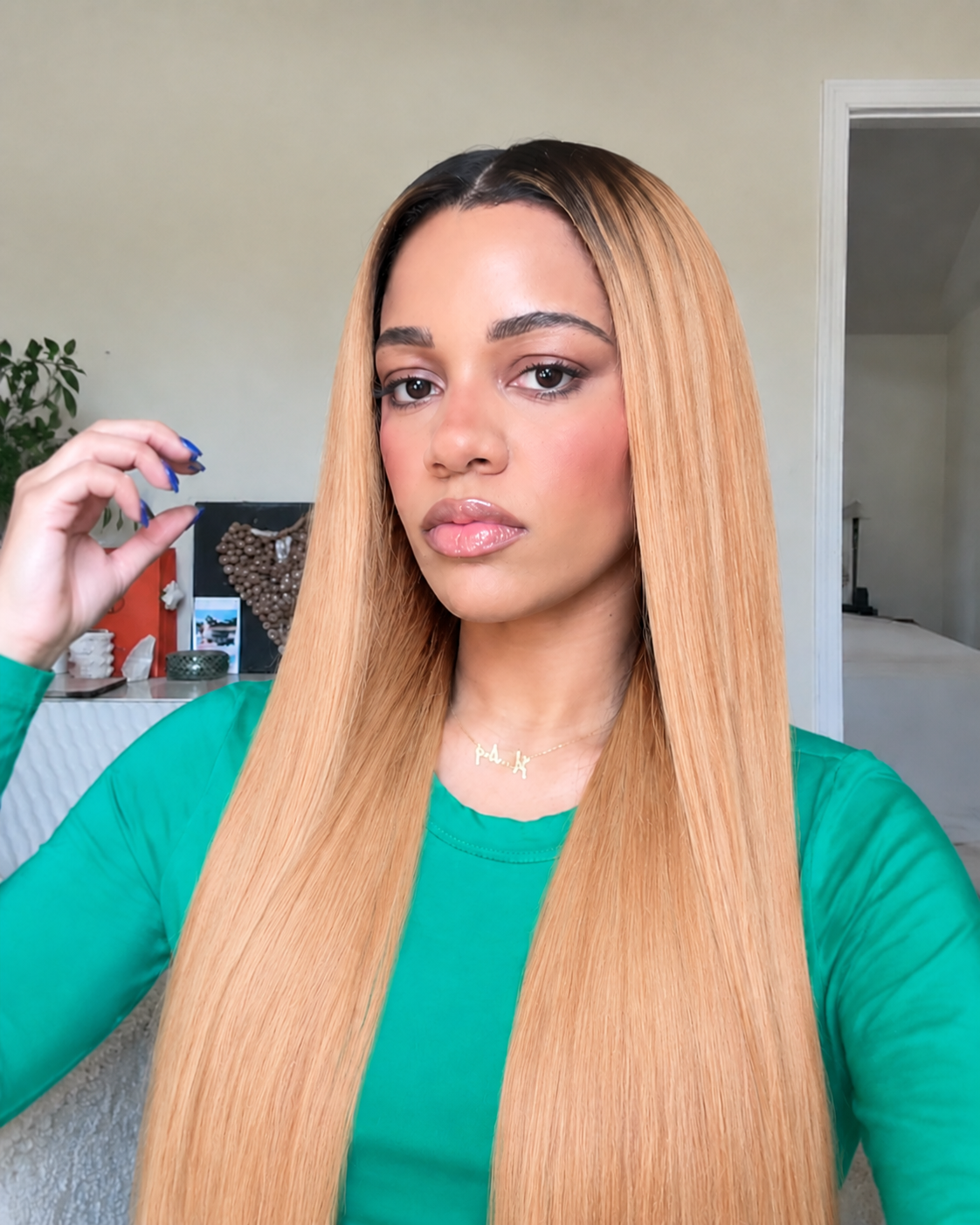 11×6 HD Lace Cinnamon Blonde Ombre Silky Straight Glueless Human Hair Wig