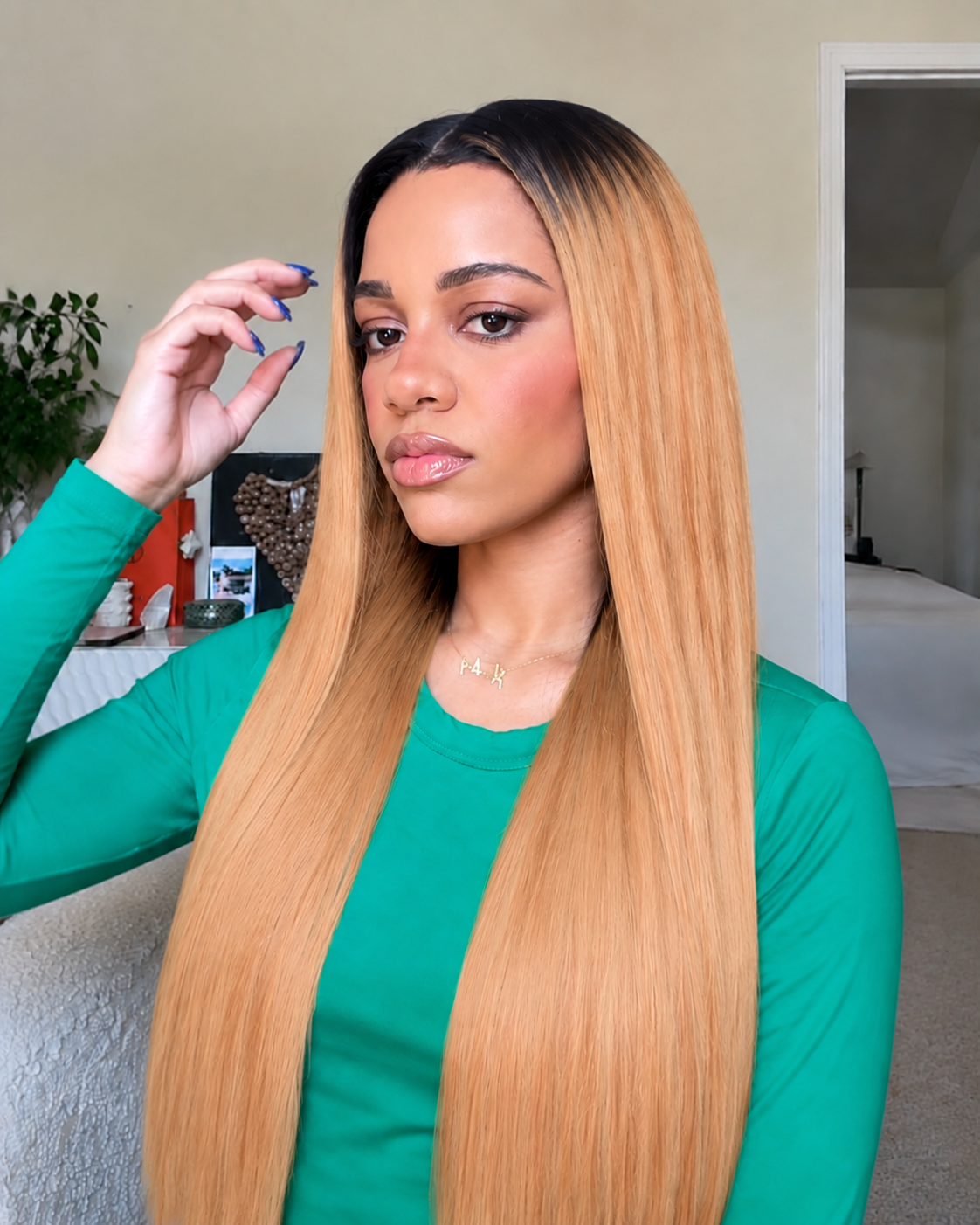 11×6 HD Lace Cinnamon Blonde Ombre Silky Straight Glueless Human Hair Wig