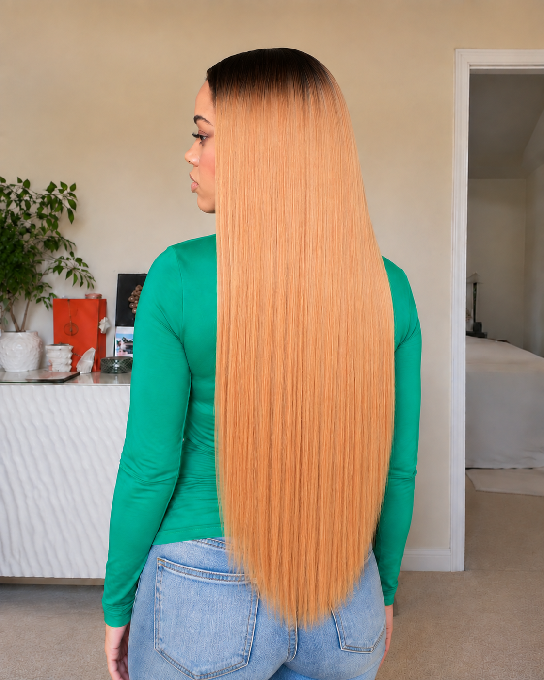 11×6 HD Lace Cinnamon Blonde Ombre Silky Straight Glueless Human Hair Wig