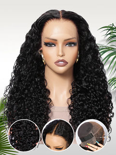 360 HD Lace Water Wave High Ponytail Glueless Human Hair Wig
