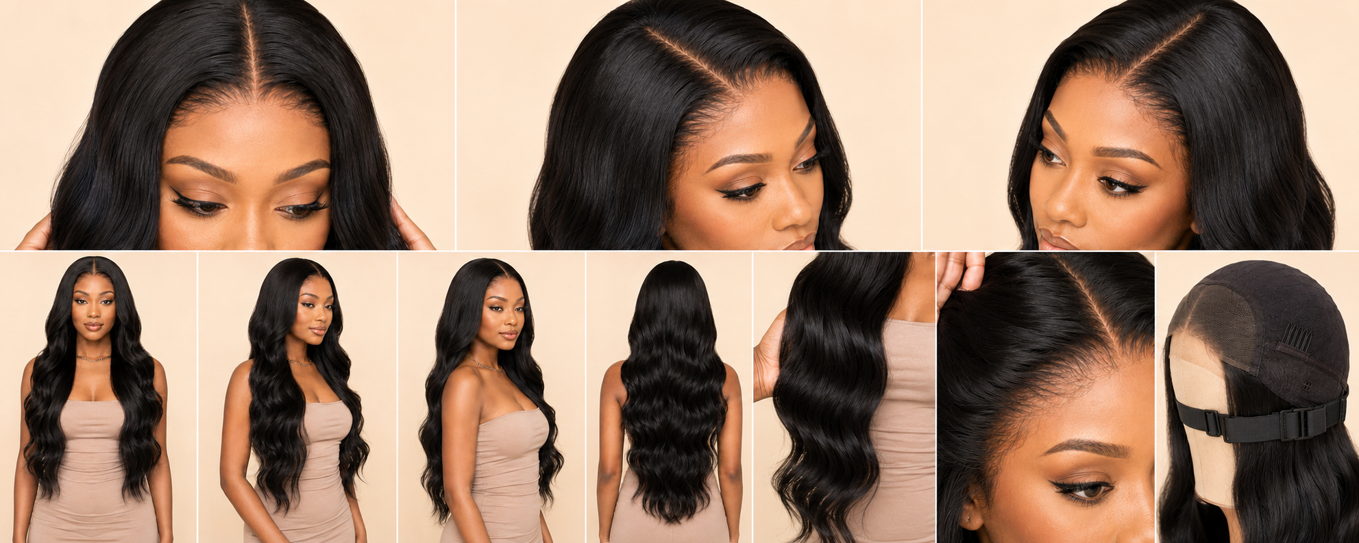 Zelaver Wigs black body wave wig texture hairline and parting details